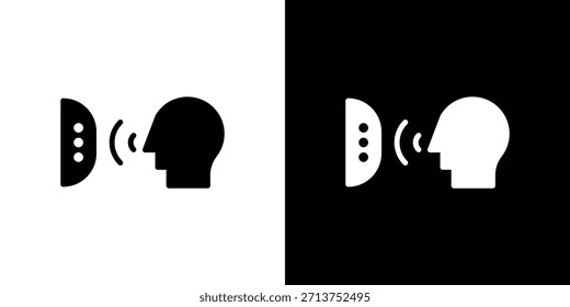 Icono de control de voz. Ilustración vectorial. Silueta en color negro