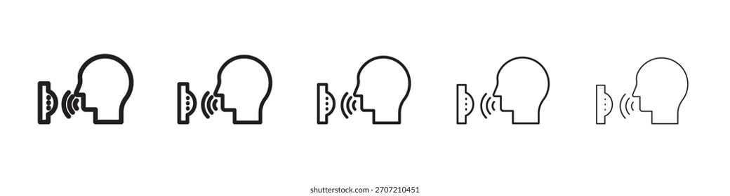 Voice control iconBlack linear bold and thin strokes set