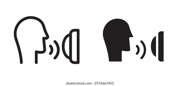 Voice control icons in outline and stroke versions