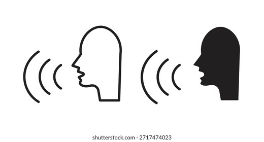 Ícones de controle de voz. Pixel perfeito. Ícone de contorno de vetor. Conceito de logotipo plano.