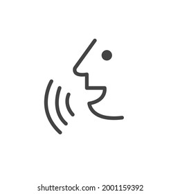 Voice control line, online, slim trendy logo, flat responsive design for web, website, mobile app. Voice recognition concept. Clipart symbol isolated on white background. Flat design.