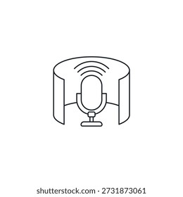 Voice Control Microphone Icon, 3D Speech Recognition Vector Illustration, Audio Command Interface