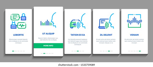 Voice Control Onboarding Mobile App Page Screen Vector Thin Line. Voice Controlling Smart House And Car, Laptop And Smartphone Concept Linear Pictograms. Contour Illustrations