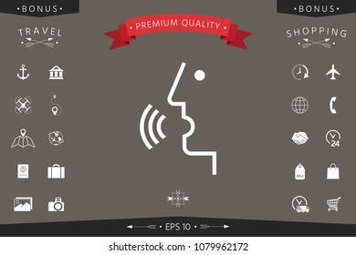 Voice control, person talking - icon