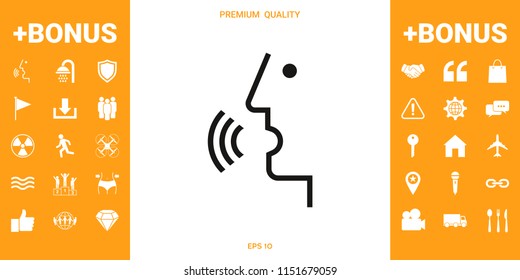 Voice control, person talking - icon