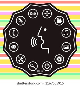 Voice control, person talking - icon