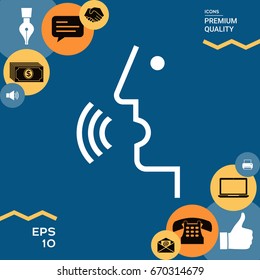 Voice control, person talking - icon