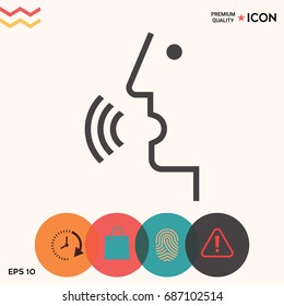Voice control, person talking - icon