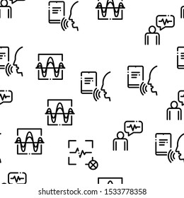 Voice Control Seamless Pattern Vector Thin Line. Voice Contour Illustrations