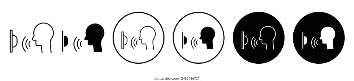 Voice control thin line vector icon set.
