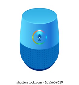 Voice control user interface smart speaker blue color vector illustration.