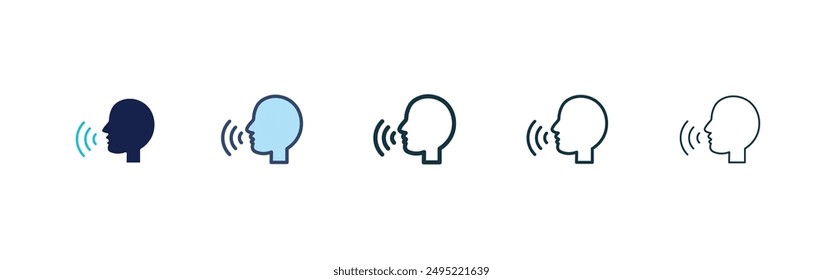 Voice control vector icon set black filled and outlined style.
