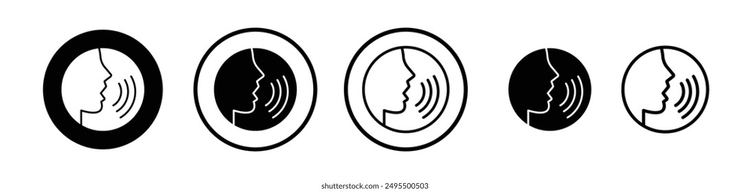 Icono de Vector de control de voz en color blanco y negro.