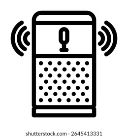 vetor de ícone de linha de casa inteligente de assistente controlado por voz. sinal de casa inteligente de assistente controlado por voz.
