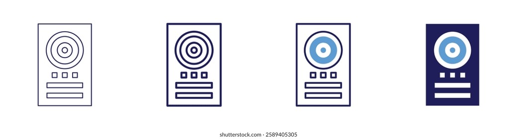 Voice device icon in 4 different styles. Thin Line, Line, Bold Line, Duotone. Duotone style. Editable stroke.
