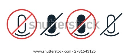 Voice Disabled Icon with Mic Off Symbol. Vector Illustration