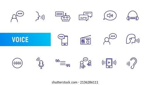 Voice ear line icon sound wave. Music vector thin voice speech icon spectrum volume audio level
