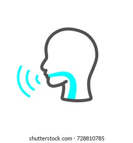 Voice emitting sound via voice chords with face