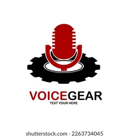 Voice gear vector logo design. Suitable for business, web, media, industry and technology