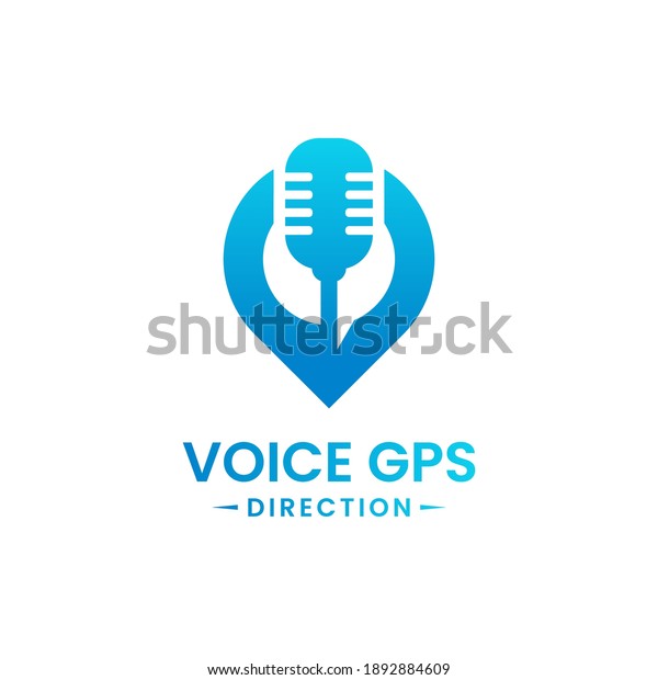 Voice gps drive point logo design template. Gps\
map location and voice icon vector combination. Creative map\
pointer symbol concept.