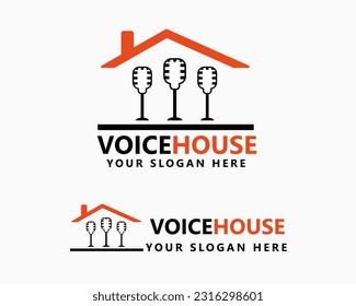 plantilla de diseño del logotipo de la casa de voz. vector de logotipo de estudio de podcast