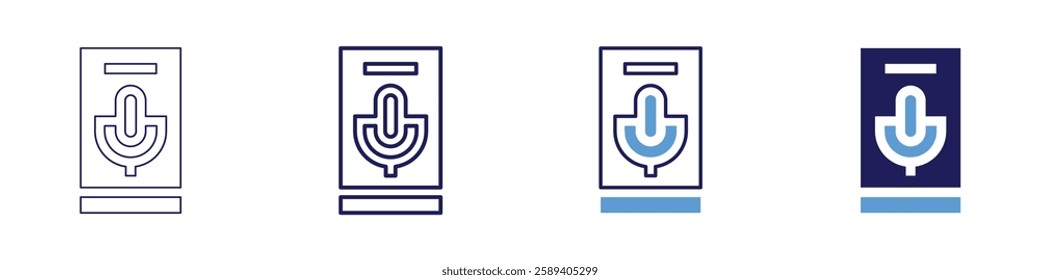Voice icon in 4 different styles. Thin Line, Line, Bold Line, Duotone. Duotone style. Editable stroke.