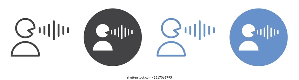 Voice icon flat line symbol set.