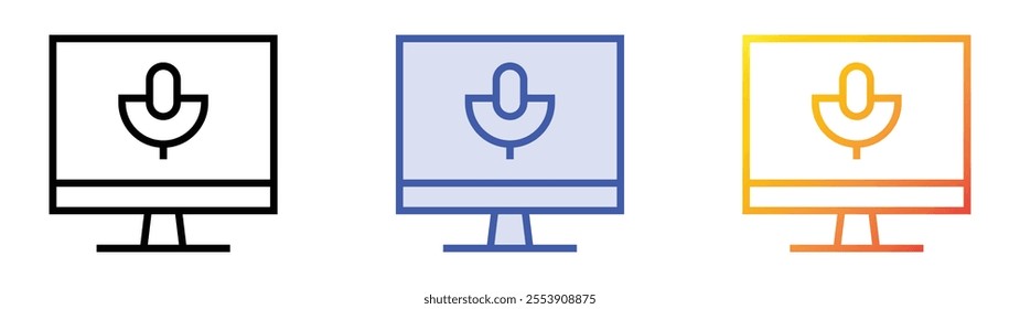 voice icon. Linear, Blue Fill and Gradient Style Design Isolated On White Background
