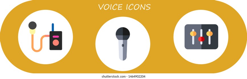 voice icon set. 3 flat voice icons.  Simple modern icons about  - microphone, mic, dj