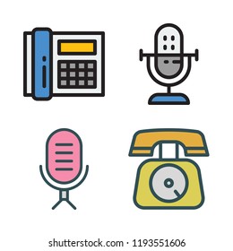 voice icon set. vector set about telephone and microphone icons set.