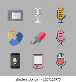 voice icon set. vector set about voice recognition, radio, microphone and recorder icons set.