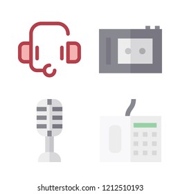voice icon set. vector set about headset, microphone, recorder and telephone icons set.