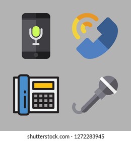 voice icon set. vector set about telephone, voice recognition and microphone icons set.