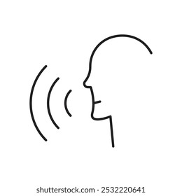 Ícone de voz. ícone de linha fina simples.
