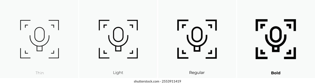 voice icon. Thin, Light Regular And Bold style design isolated on white background