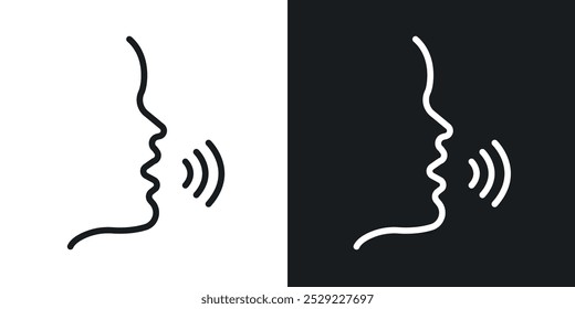 Stimmsymbol in der Farbe Schwarz mit dünner Linie. Flache einfache Vektorsymbol-Illustration.