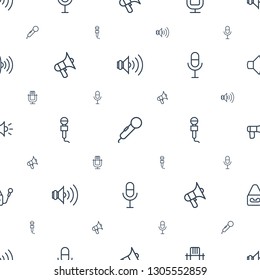 voice icons pattern seamless white background. Included editable outline volume, microphone, megaphone icons. voice icons for web and mobile.