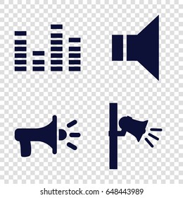Voice icons set. set of 4 voice filled icons such as equalizer
