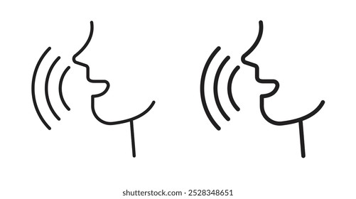 Ícones de voz. Vetor definido no estilo de linha e preenchido.