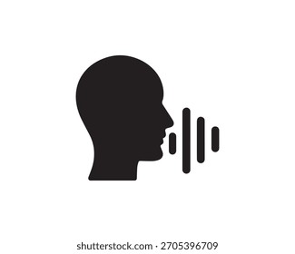 Ilustración de diseño de Vector de silueta de icono de identificación de voz