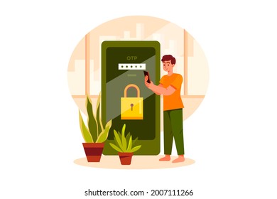 Voice Identification Security Illustration concept. Flat illustration isolated on white background.