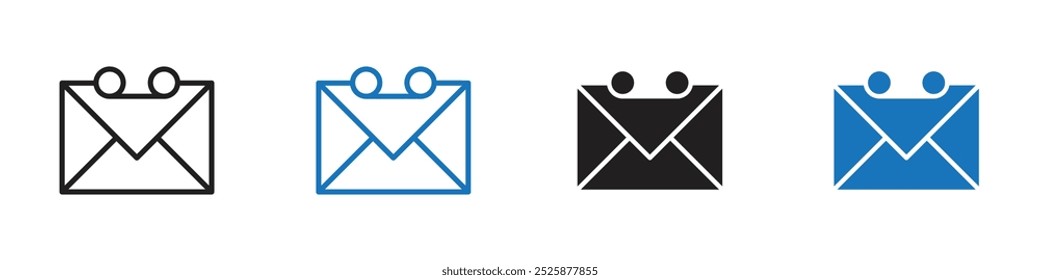 Voice mail icon linear graphics set vector in black