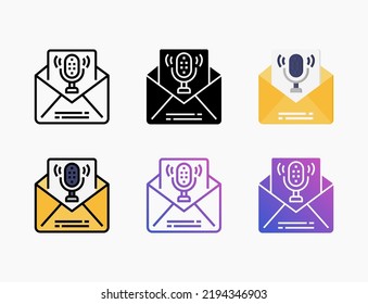 Voice Mail icon set with line, outline, flat, filled, glyph, color, gradient. Editable stroke and pixel perfect. Can be used for digital product, presentation, print design and more.