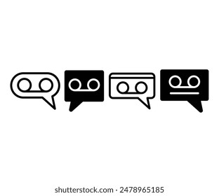 Voicemail-Symbole Symbol Vektorgrafik Design Simple Line Black White Color Flat Illustration Set