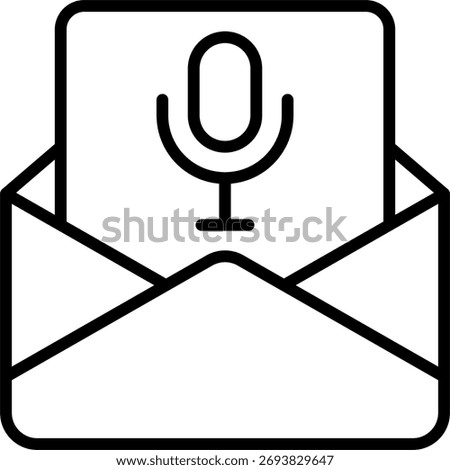 Voice mail vector design, digital message and online communication concept, mobile audio service illustration. Outline Icon