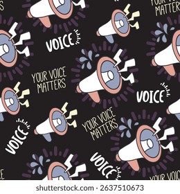Voice Matters Loud and Clear Megaphone Pattern can be use for background and apparel design