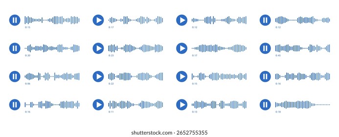 Voice memo interface elements. Vector elements for music player, podcasts, mobile voice message, streaming