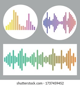 Voice memo recorder icon. Logo of equalizer waves. Vector colorful gradient icons. Music waves set.