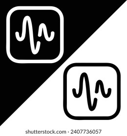 Icono de aplicación de mensajes de voz, estilo de esquema, aislado en fondo blanco y negro.