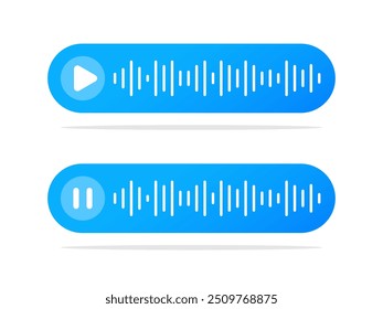 Mensaje de voz, interfaz de chat de audio. Chat de audio, onda de sonido del habla. Ondas sonoras. Iconos de mensajes de voz. Ilustración de mensaje de voz.